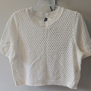 H&M Cream Mesh Knit Top